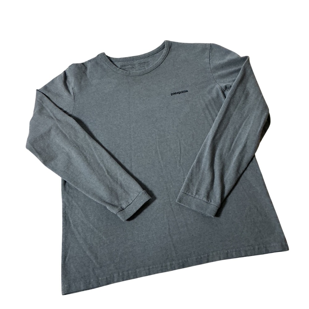 Patagonia Responsibili-Tee Long Sleeve Shirt Mens Medium Grey P-6 Logo Graphic